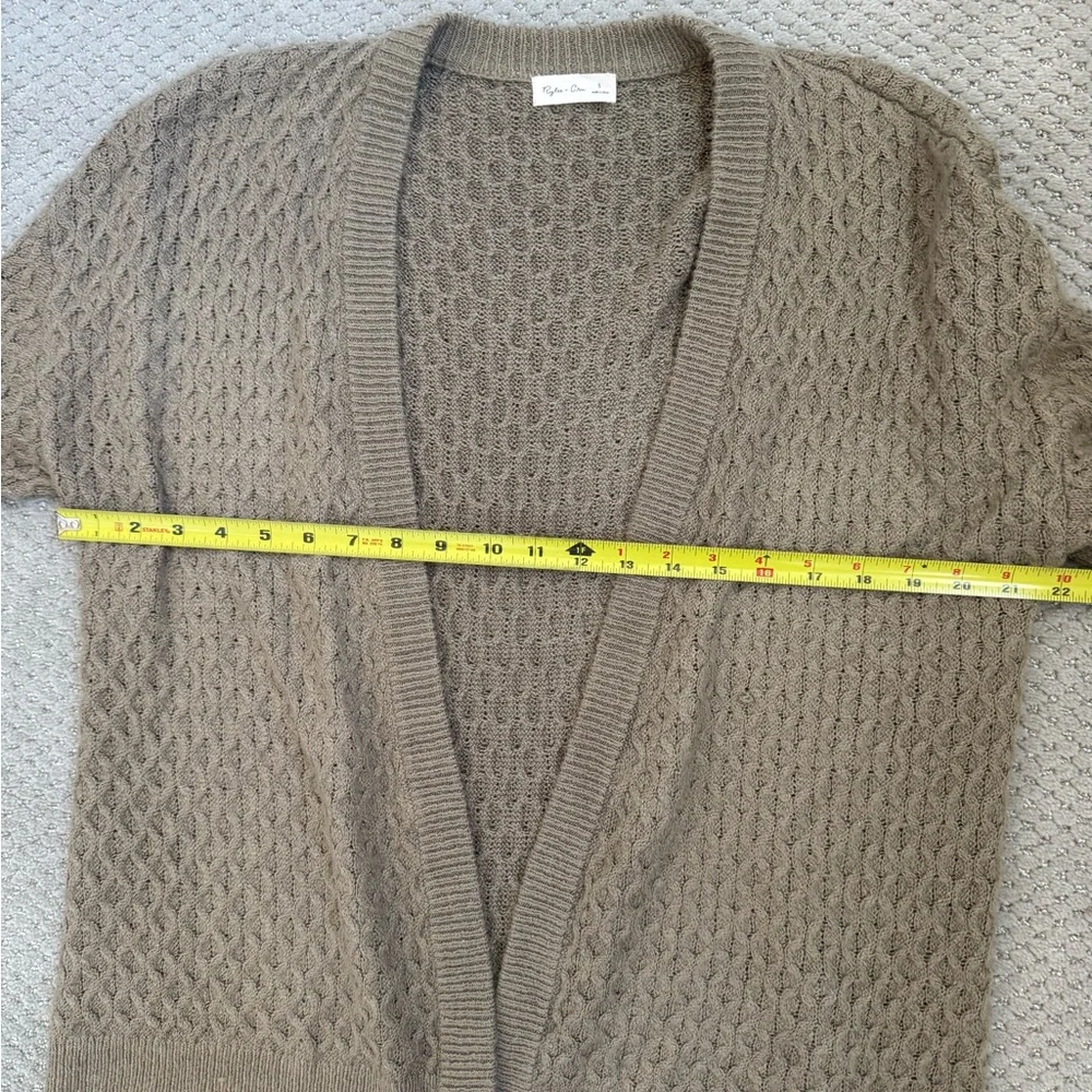 Rylee + Cru Textured Knit Open Front Cardigan Sweater Taupe Size S - Picture 6 of 8